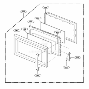 Door Parts Diagram and Parts List for JVM1542BF AB1EGEU LG Wall Oven