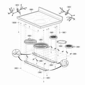 Cooktop Parts Diagram and Parts List for LSRE307ST FSTLVKG LG Range