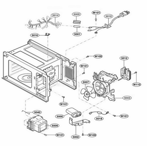 Interior Parts 1 Diagram and Parts List for 63109301 CB1ESEA LG Range