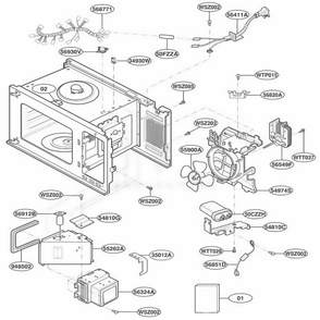 Interior Parts Diagram and Parts List for JE1860CH AG4EGEU LG Wall Oven
