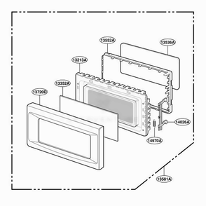 Door Parts Diagram and Parts List for JES1855PCH AT7EGEU LG Wall Oven