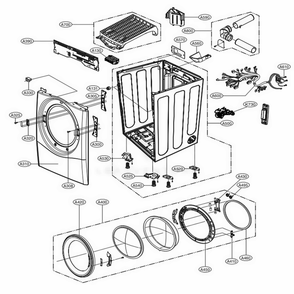 Cabinet And Door Assembly Electric Type Diagram and Parts List for DLEX3700V ASSEEUS LG Dryer