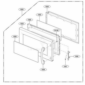 Door Parts Diagram and Parts List for MV1526B CBKESEG LG Wall Oven
