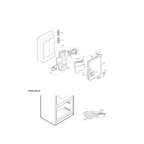 Ice Maker And Ice Bin Diagram and Parts List for LFX29945ST 00 LG Refrigerator