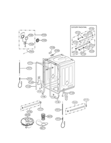 Tub Assembly Parts Diagram and Parts List for LDT9965BD 00 LG Dishwasher