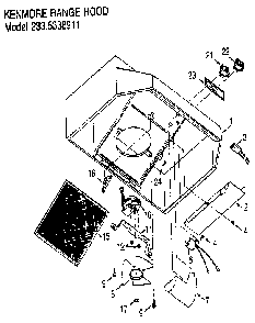 Range Hood Model 233.5338911 Diagram and Parts List for 2335138911  Kenmore Range Hood