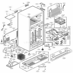 Case Parts Diagram and Parts List for 75254 ABICSEF LG Refrigerator