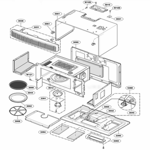 Oven Cavity Parts Diagram and Parts List for SCA1000HBB ABKEGEU LG Range