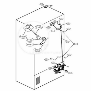Valve And Water Tube Parts Diagram and Parts List for 71073 ASTCSE3 LG Refrigerator