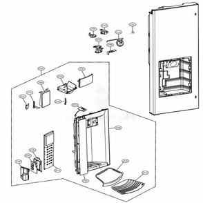 Dispenser Parts Diagram and Parts List for LMX28988SW ASWCNA0 LG Refrigerator