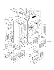 Case Parts Diagram and Parts List for 79572053117  Kenmore Refrigerator