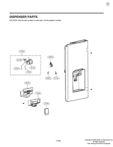 Dispenser Parts Diagram and Parts List for GR-L28ANSYX ASTCNA2 LG Refrigerator