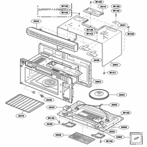 Part Location Diagram of 3461W0A058C LG Cavity Assembly,coating