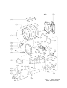 Drum And Motor Parts Diagram and Parts List for DLG4971W  LG Dryer