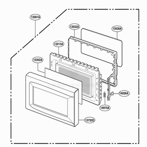 Part Location Diagram of 3581W1A461A LG DOOR ASSEMBLY