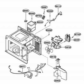 Interior Parts Diagram and Parts List for UMC1061AAB KBKEMAC LG Wall Oven