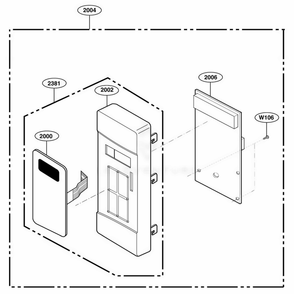 Control Panel Parts Diagram and Parts List for 66312 CWHESEA LG Range