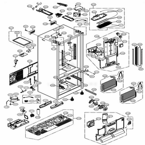Case Parts Diagram and Parts List for 72059 AWBCSE5 LG Refrigerator