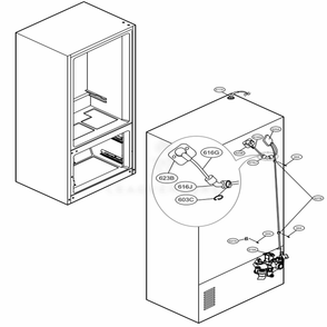 Valve And Water Tube Parts Diagram and Parts List for LFXC24726D ASBCNA0 LG Refrigerator