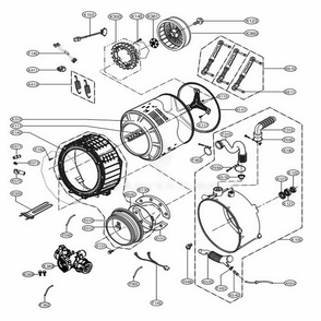 Drum And Tub Assembly Diagram and Parts List for GCWM1069CD7 ASSEELC LG Washer