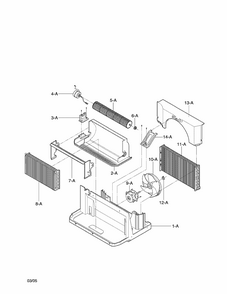 Air Handling And Cycle Parts Diagram and Parts List for 58075062501  Kenmore Air Conditioner