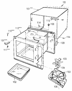 Cabinet Diagram and Parts List for 7218903580  Kenmore Microwave