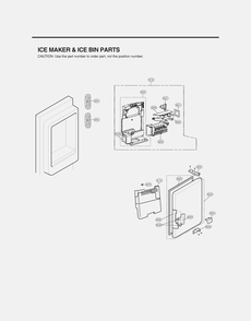 Ice Maker And Ice Bin Parts Diagram and Parts List for GR-L338HSJM ASTCNA1 LG Refrigerator