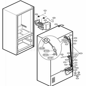 Ice Maker Parts Diagram and Parts List for 78556 ATI3SEF LG Refrigerator