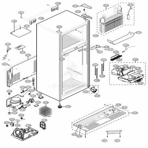 Case Parts Diagram and Parts List for 78032 ASWCSE5 LG Refrigerator