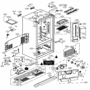 Case Parts Diagram and Parts List for 71603 ASTCSE5 LG Refrigerator