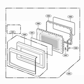 Door Parts Diagram and Parts List for 66462 CWHESEA LG Range
