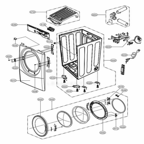 Cabinet And Door Assembly Diagram and Parts List for DLG3401W ABWEEUS LG Dryer