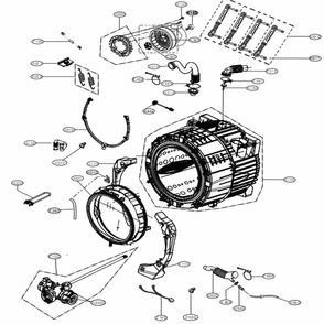Drum And Tub Assembly Diagram and Parts List for WM4200HBA ABLEEUS LG Washer