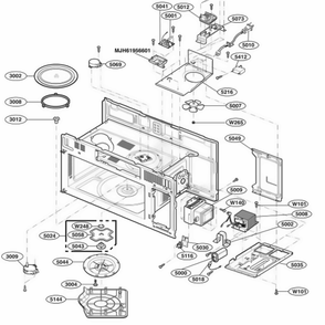 Interior Parts 1 Diagram and Parts List for LMV1813ST CSBELGA LG Microwave
