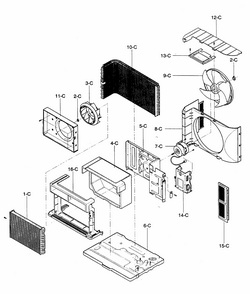 Air Handling/cycle Parts Diagram and Parts List for 58072093200  Kenmore Air Conditioner