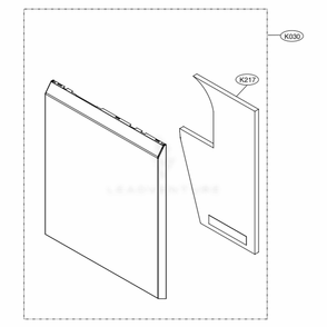 Front Cover Assembly Diagram and Parts List for LDP7808BD ABDESNA LG Dishwasher