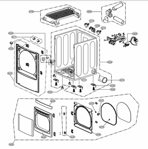 Cabinet And Door Assembly: Electric Type Diagram and Parts List for DLEX5680V ASSEEUS LG Washer