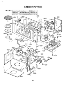 Interior Parts 1 Diagram and Parts List for MQ1741ASL CSBESEA LG Microwave