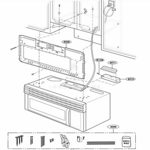 Installation Parts Diagram and Parts List for 80599 CB1ESEA LG Range