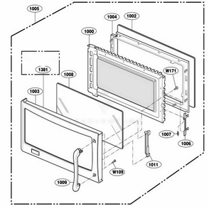 Door Parts Diagram and Parts List for 80882 AW2ESEA LG Microwave