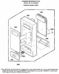 Control Panel Diagram and Parts List for 7218912290  Kenmore Microwave