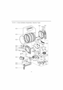 Drum And Motor Assembly Diagram and Parts List for RV1356ES ASSEEUS LG Dryer