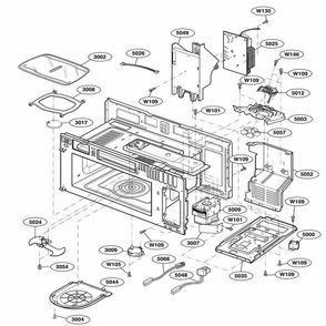 Interior Parts 1 Diagram and Parts List for 64662 AW1ESEA LG Range