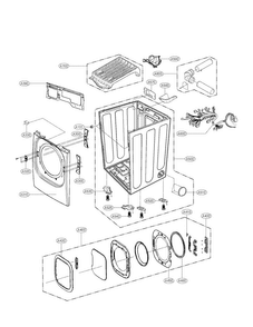 Cabinet And Door Assembly Parts Diagram and Parts List for DLEX3885W  LG Dryer