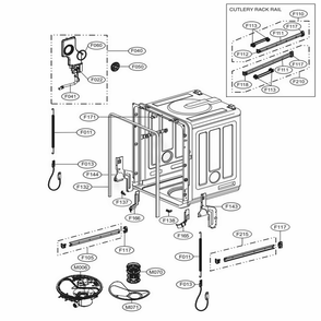 Tub Assembly Diagram and Parts List for 14693 ASTESEU LG Dishwasher