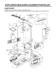 Case Parts Diagram and Parts List for GR-J288NSXM ASTCNA4 LG Refrigerator