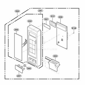 Control Panel Parts Diagram and Parts List for 62222301 CW1ESEA LG Range