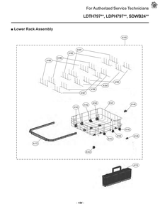 Lower Rack Assembly Diagram and Parts List for LDTH7972S ASSESNA LG Dishwasher
