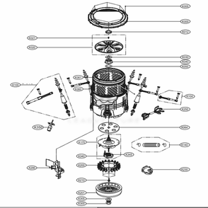 Tub Assembly Diagram and Parts List for WT1901CW ABWEVUS LG Washer