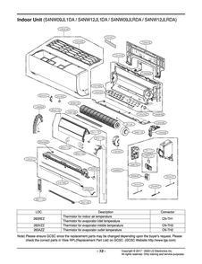 Indoor Unit Diagram and Parts List for S4NW09JL1DA AK6GEUS LG Air Conditioner